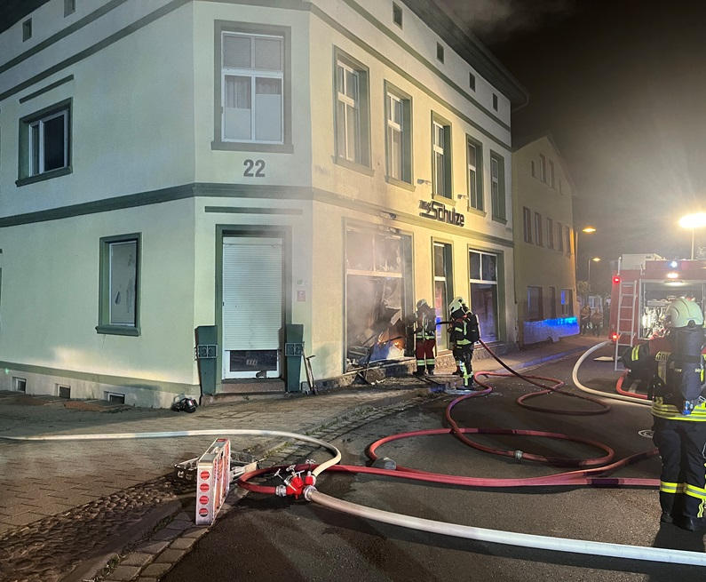 Brand in Richtenberg, ehemaliges Textilgeschäft, Textilhaus Schulze